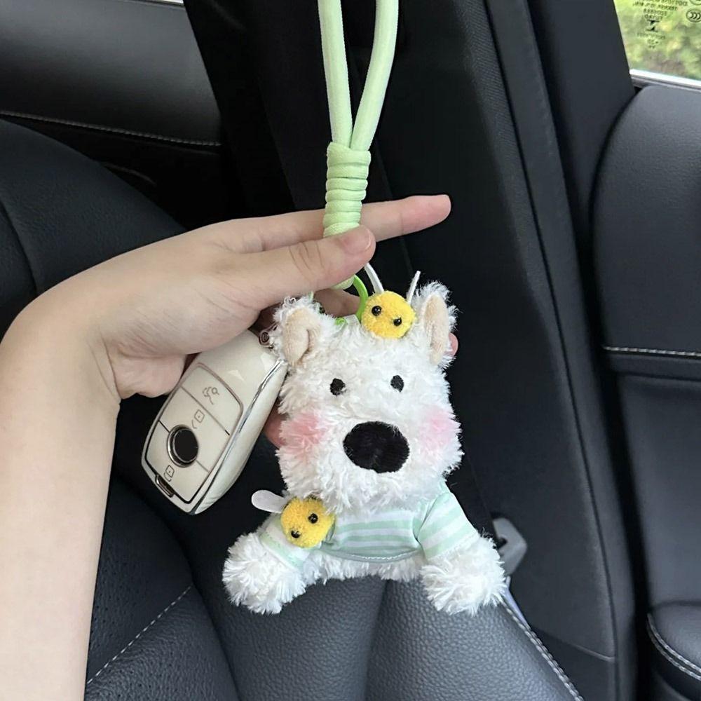 Cute Cartoon West Highland Dog Keychain  Stuffed Dolls Puppy Pendant Hanging Ornament Backpack Key Chain Bag Accessories