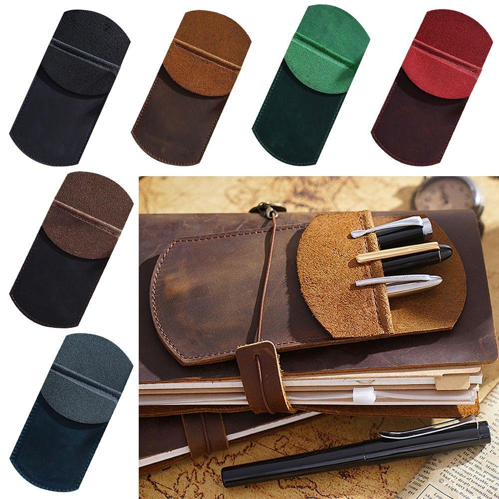 

Портативный пенал из воловьей кожи, сумка для хранения, держатель для ручки, карман для ручки, рукав для ручки