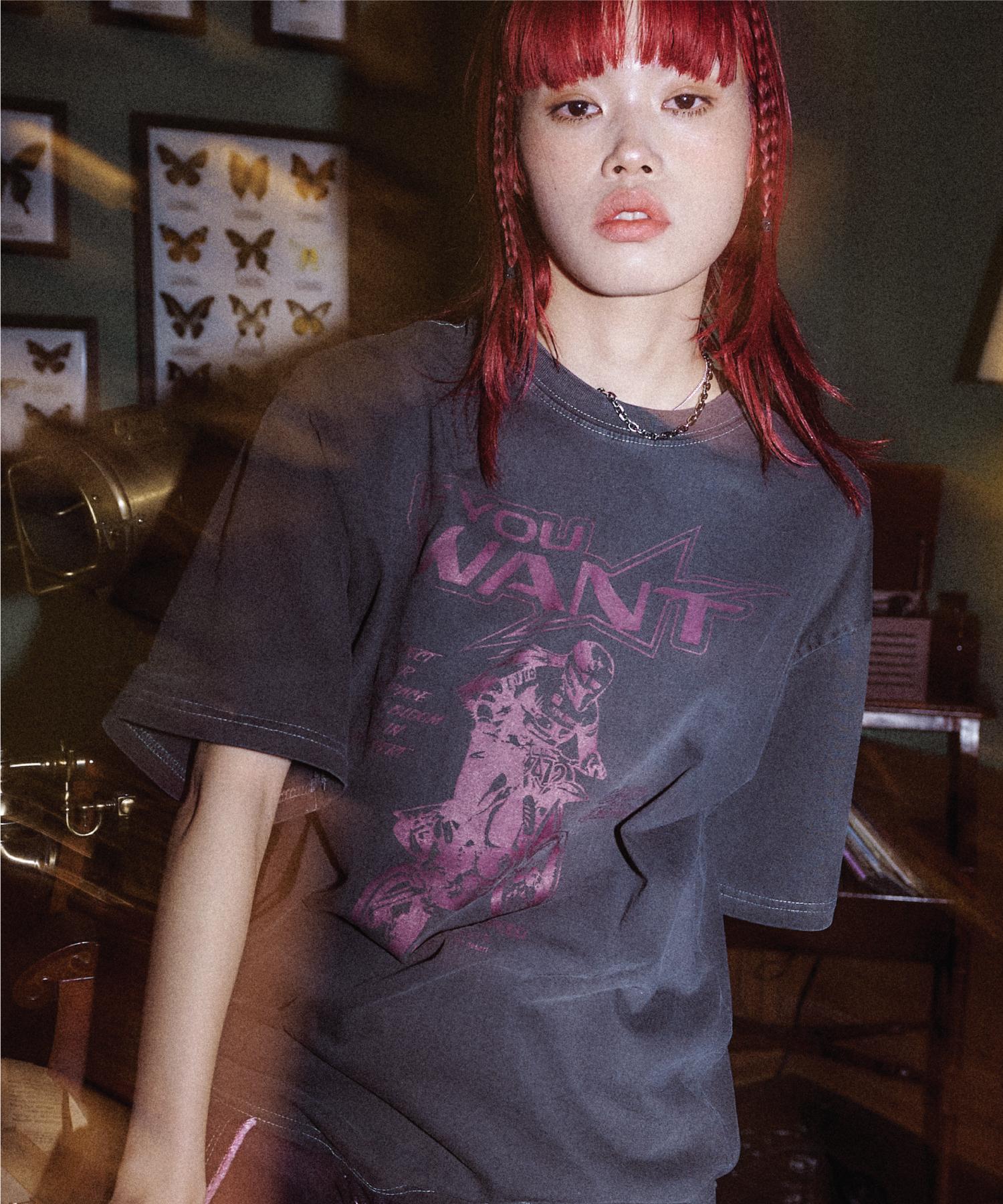If You Want Motorcycle Pigment Tee Smoke Black Black/L