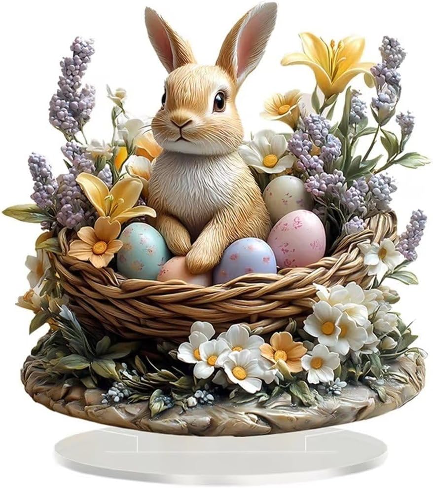 2D acrylic rabbit ornaments Easter desktop decoration color (suitable for desk, fireplace, shelf)