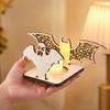 Festival Theme Lighting Halloween Candle Holder, Spooky Pumpkin Bat Shadow Tealight Party Scene Props Vintage Wooden Candlestick Ornament for