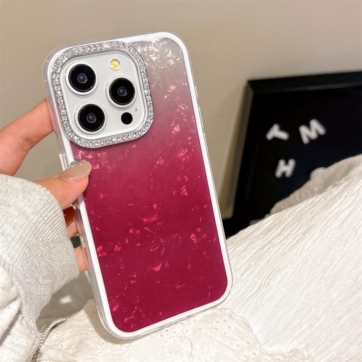 

Роскошный чехол для телефона со стразами и узором в виде ракушки для iPhone 16 15 14 13 12 11 Pro Max Plus, стильная защитная задняя крышка с градиентом for iphone 11ProMax красный