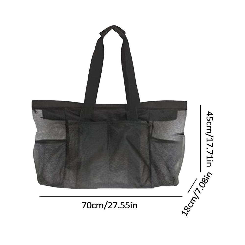 Oversized Beach Tote Tote With Pockets Mesh Large Beach Tote Bag 8 Pockets Nylon Beach Towel Bag External Zipper Beach Tote