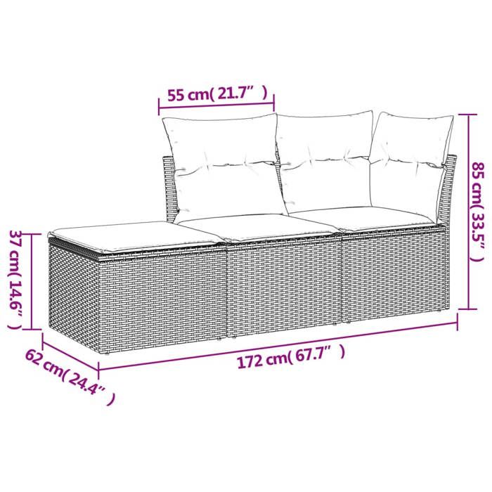 VidaXL Garden Lounge Set with Cushions 3 Pcs, Sofas with Adjustable Feet, Outdoor Furniture Set Patio Terrace, 3217473