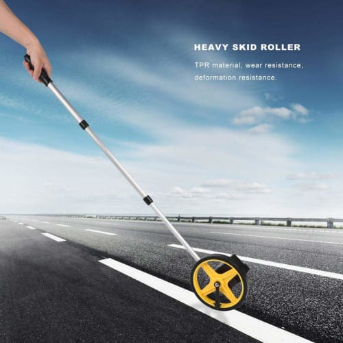 Foldable, Portable Road Measurer, Walking Measurer, Distance Measuring Roller for Walking, Running, and Cycling, with Small Wheels, Telescoping Handle