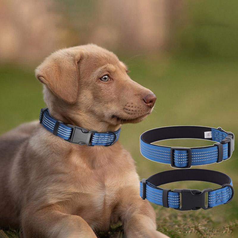 Reflective Widened Dog Collar for Medium Large Dogs Durable Lightweight Adjustable Soft Padded Pet Collars for Samoyed Labrador