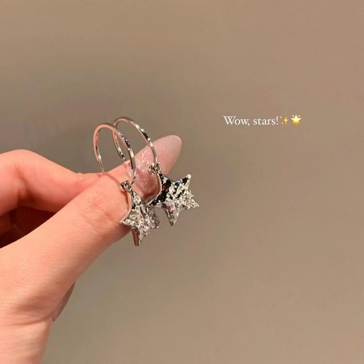 Bow Flower Zircon Stud Earrings Female Sweet High-End Temperament Design Earrings Niche Light Luxury Earrings