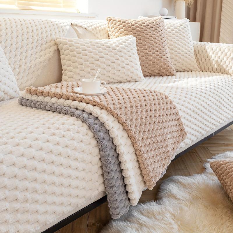 1PC Autumn and Winter Plush Sofa Cushion Thickened Seat Cushion Non-slip Sofa Cover Cover Cloth