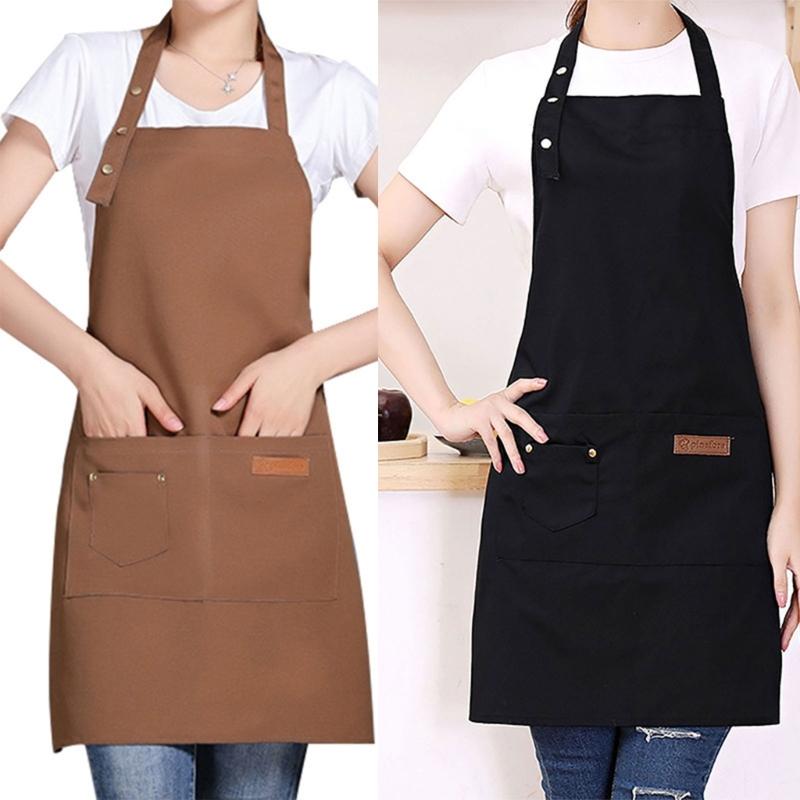 Oil Resistant Kitchen Apron With Triple Adjustable Button Easy Clean Waterproof Polyester