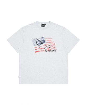 Angel American Flag Graphic Short Sleeve T-Shirt - L/Grey