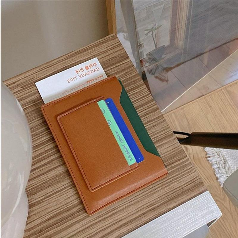 Кожаный держатель для паспорта и карт, дорожный органайзер 14.2*10 cm коричневый