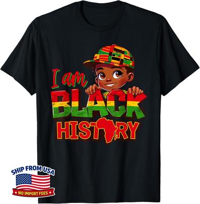 I Am Black History Afro Little Boy Melanin BHM Kids Boys Unisex T-Shirt