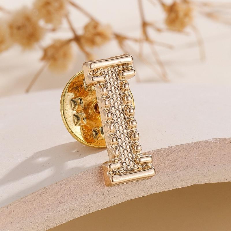 2Pcs New Metal Initial A To Z 26 Letters Pin Suit Shirt Collar Lapel Brooch Pin Badge Fashion Jewelry For Men Women Accessories
