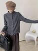 Women's Spring & Autumn Long Sleeve Button-Up Cardigan - Slimming, Versatile, Round Neck T-Shirt Style