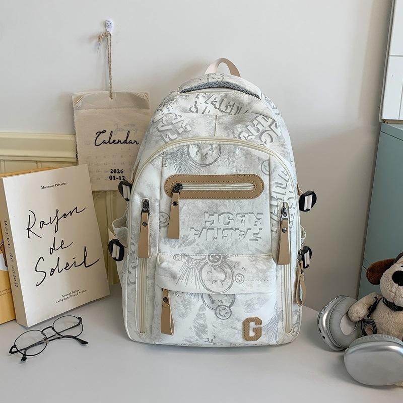 Schoolbag1011 New high school boys backpack large capacity trendy cool graffiti junior high school student schoolbag female campus computer backpack