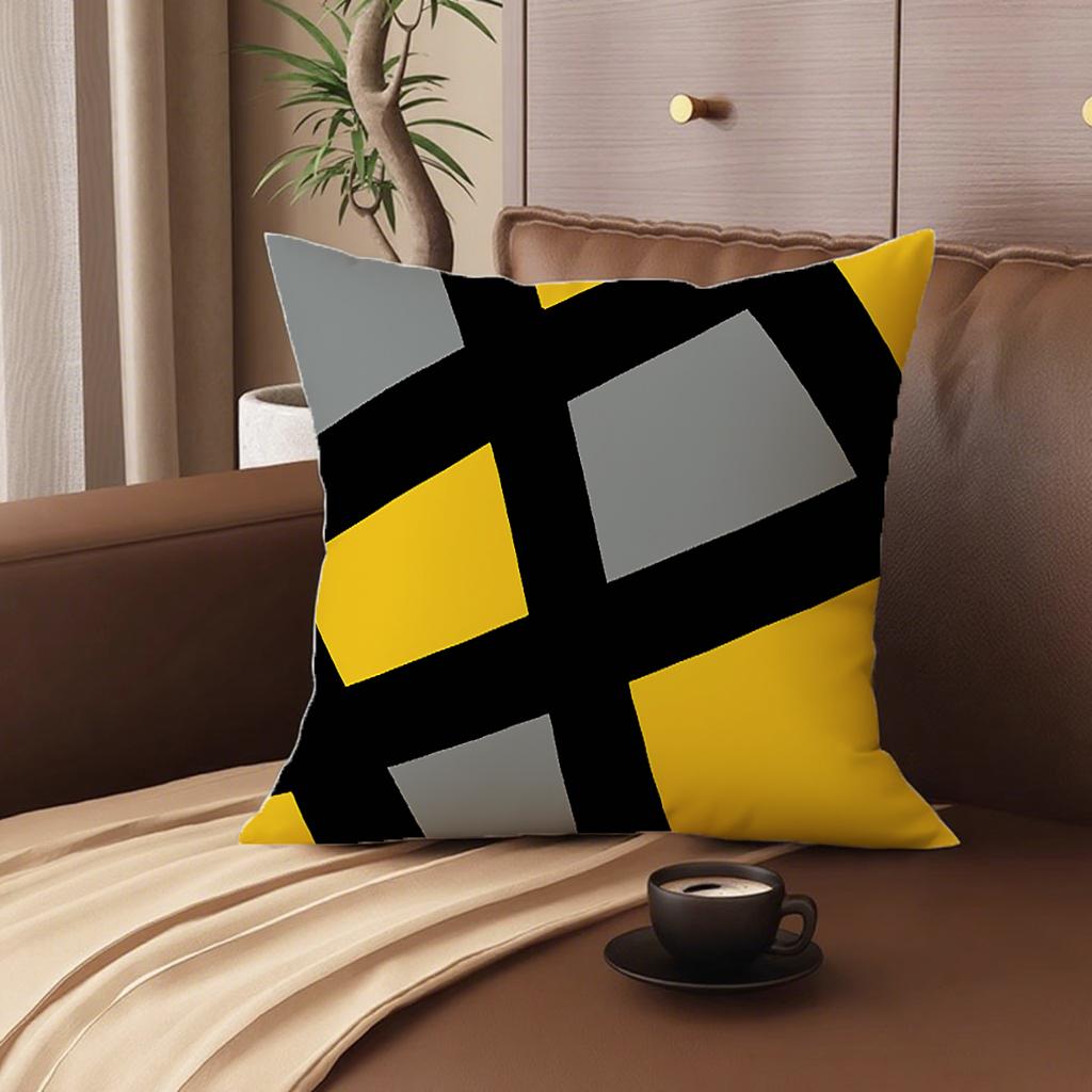Geometric Yellow & Black Pillow Coverssuitable For Sofa Car Bedroom Decorative Cushion Cover Pillow Cover