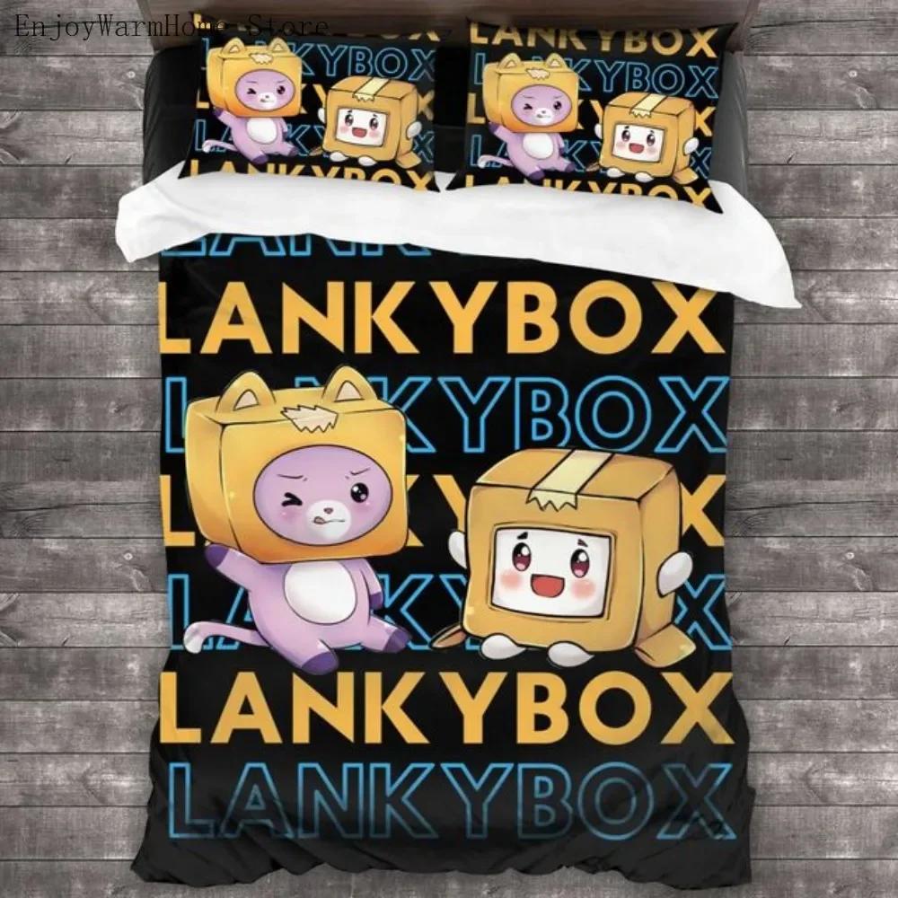 Lankybox Cartoon Cute Kawaii Bedding Set King Twin Double Bed Set Microfiber For Kids Child Duvet Cover And Pillowcase