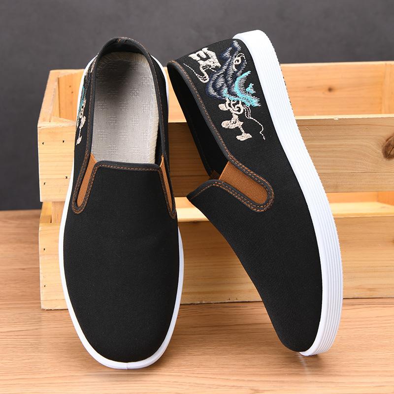 Old Beijing Cloth Shoes Men's One-pedal Cloth Shoes Men's Work Shoes Casual Breathable Soft Baseplate Shoes Canvas Dad Shoes