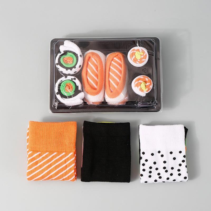 1/3/4/5 Pares De Meias Sushi Pizza Hambúrguer Caixa de Presente Meias Quentes de Outono Inverno Femininas Caixa de Presente Aniversário Feriado Presente Criativo