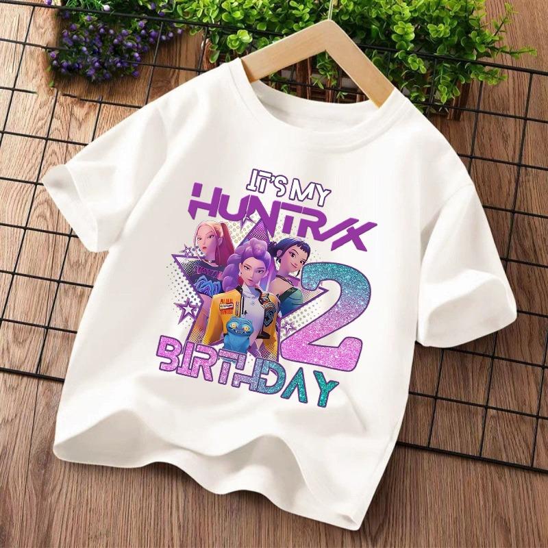 Kids Girls T-Shirt, Rainbow Heart & Butterfly Print Short Sleeve Casual Cotton Tee for Daily & Summer