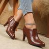 High Heels, Single Shoes, Deep Toe and Ankle Boots, Zippered Small Leather Shoes, Women's Slim Heels, Pointed Toes, Versatile Women's Shoes