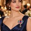 Large Crystal Rhinestone Brooch Water-drop Dangle Brooch Elegant Crystal Brooch  Evening Gown