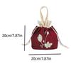 Satin Silk Embroidery Flower Handbag Ruffle Floral Bucket Bag Sweet Hanfu Drawstrings Bag  Shopping