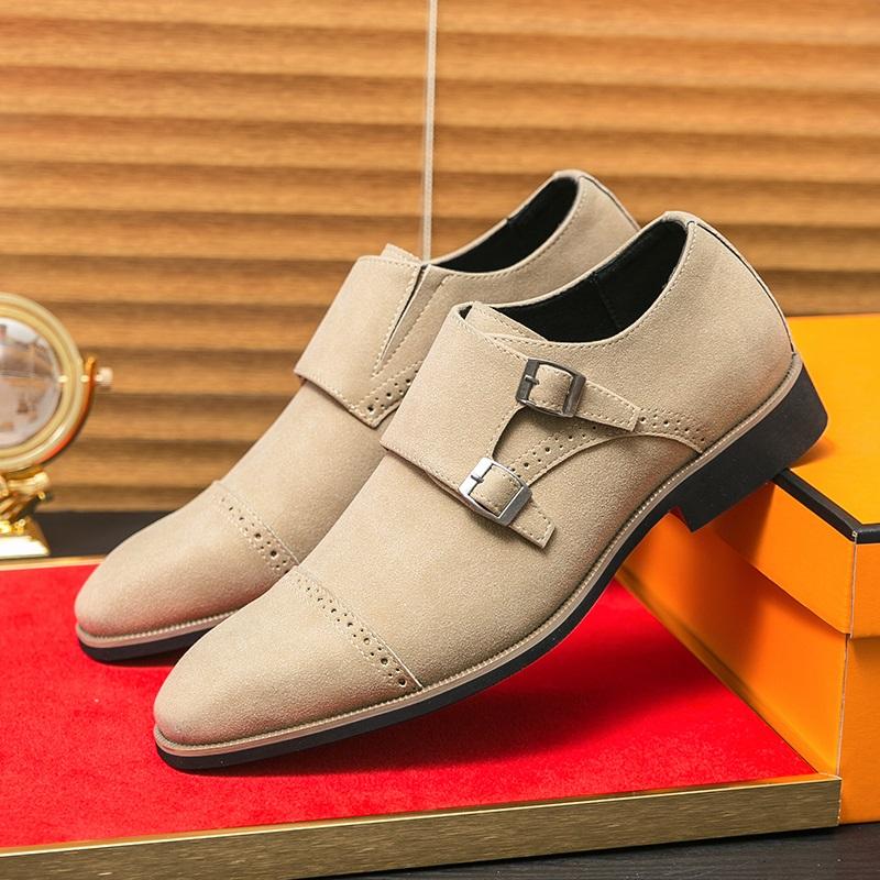 Fashion Men's Pointed Retro Monk Strap Loafter Patent Leather Casual Shoes Luxury Designer Male Formal Wedding Dress Homecoming Footwear