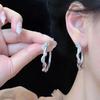 Temperament Personality Shiny Zircon Snake Winding Silver Stainless Steel Hoop Earrings for Women Exquisite Fashion Jewelry Gift