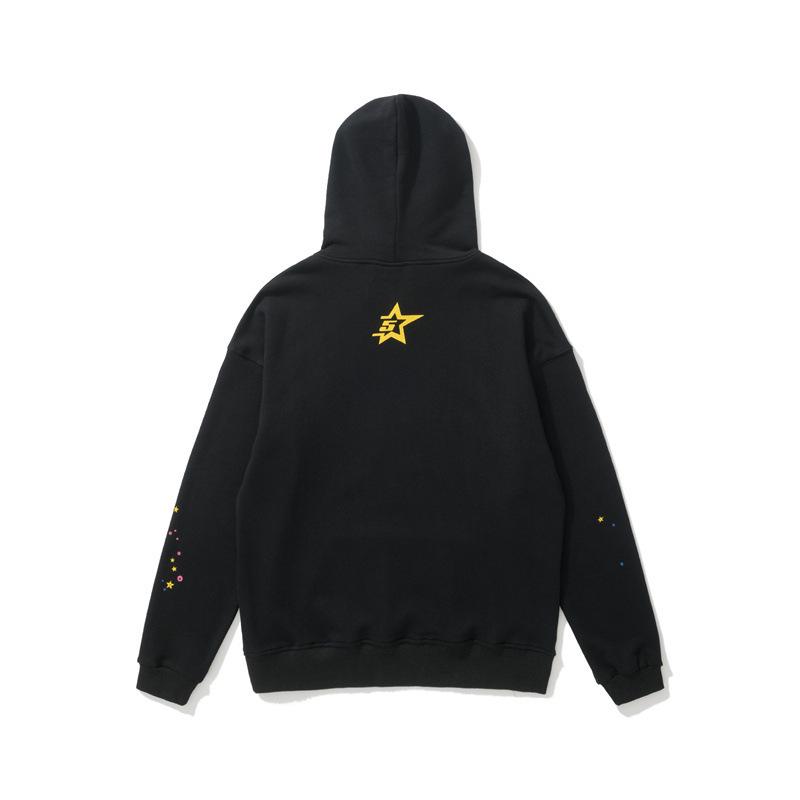 High-Quality 450g Men's Spider Web Foam Print Hoodie - Young Thug Style