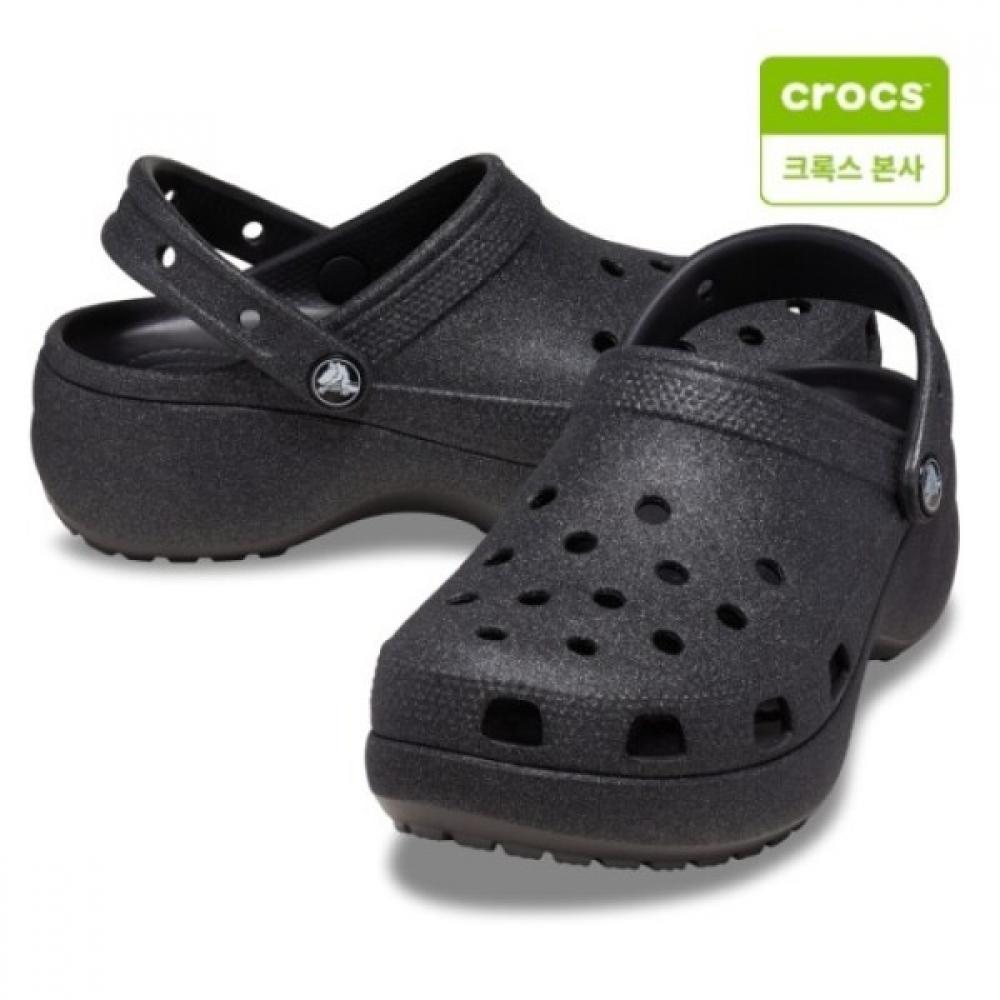 

Crocs Womens Classic Platform Glitter Black 207241 001 W5(220)