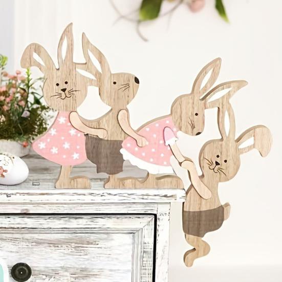 Osterhase Türdeko Holz Türrahmen Eckverzierung Rustikal Frühling Küchenwanddeko für Tür Schrank Kamin