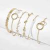 5pcs/Set Vintage Gold /Copper Color Simple Design Multielement Crystal Bracelets Set for Women  Adjustable Bangle Zircon GIft