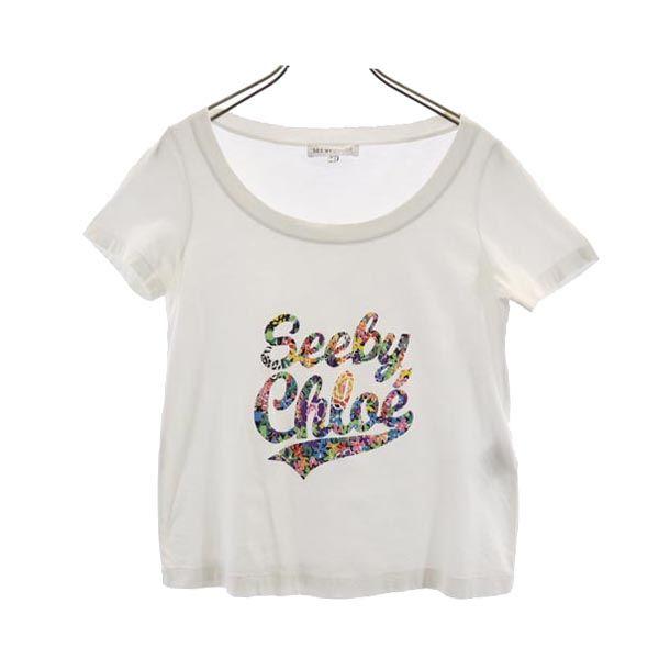 

SEE BY CHLOE Logo print Short sleeve U neck T-shirt 2 White Women Used