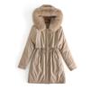 Pie overcome the new women's medium and long cotton-padded clothes, winter velvet cotton-padded jackets, and large fur collar jackets.