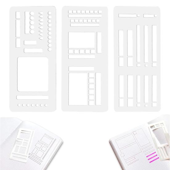 3Pcs Handmade Flexible Record Template Set for Dot Grid Journals Travel-friendly Planner Templates Coils Disc And Rings Stencil for Notebooks