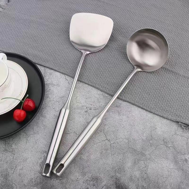 German Stainless Steel Stir-Fry Spatula & Ladle Kitchen Utensil Set