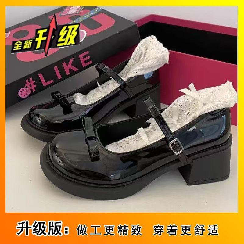 2025 autumn fashion versatile small leather shoes with skirt sweet temperament single shoes French bow Mary Jane shoes women