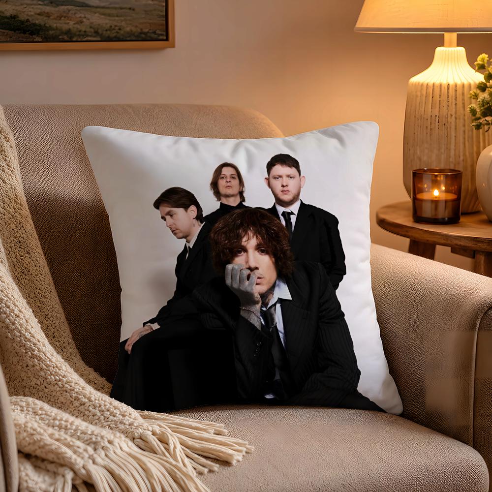 Rock Band BBring me the horizon Pillow Case Soft Plush Cushion Cover Double Print and Invisible Zipper for Sofa Home Car Use
