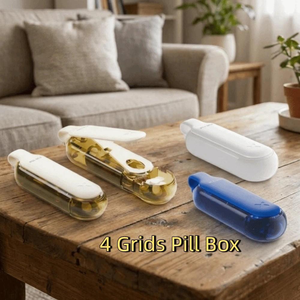Mini-Pillen-Extraktor Kunststoff-Pillen-Spender Tabletten-Aufbewahrungsbox 4 Fächer Pillendose Tägliche Anwendung