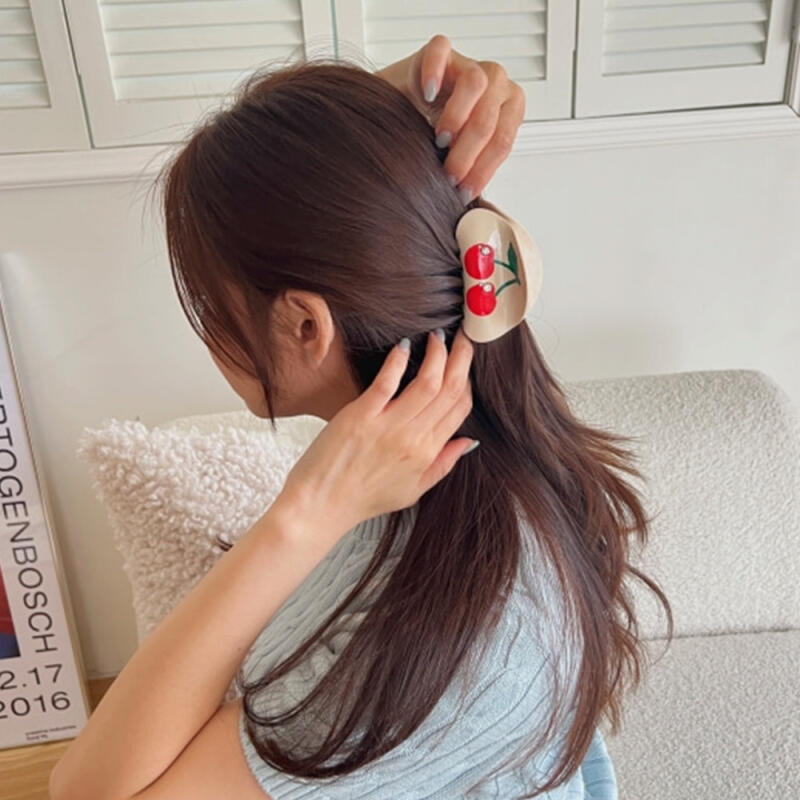 Cubic Cherry Half-moon Half-up Hair Clip