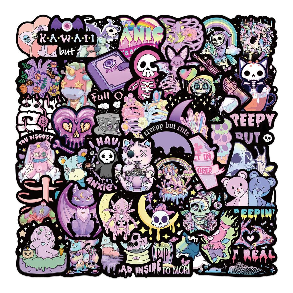 56 Dark Purple Gothic Graffiti Stickers Decorate Suitcase DIY Waterproof Stickers