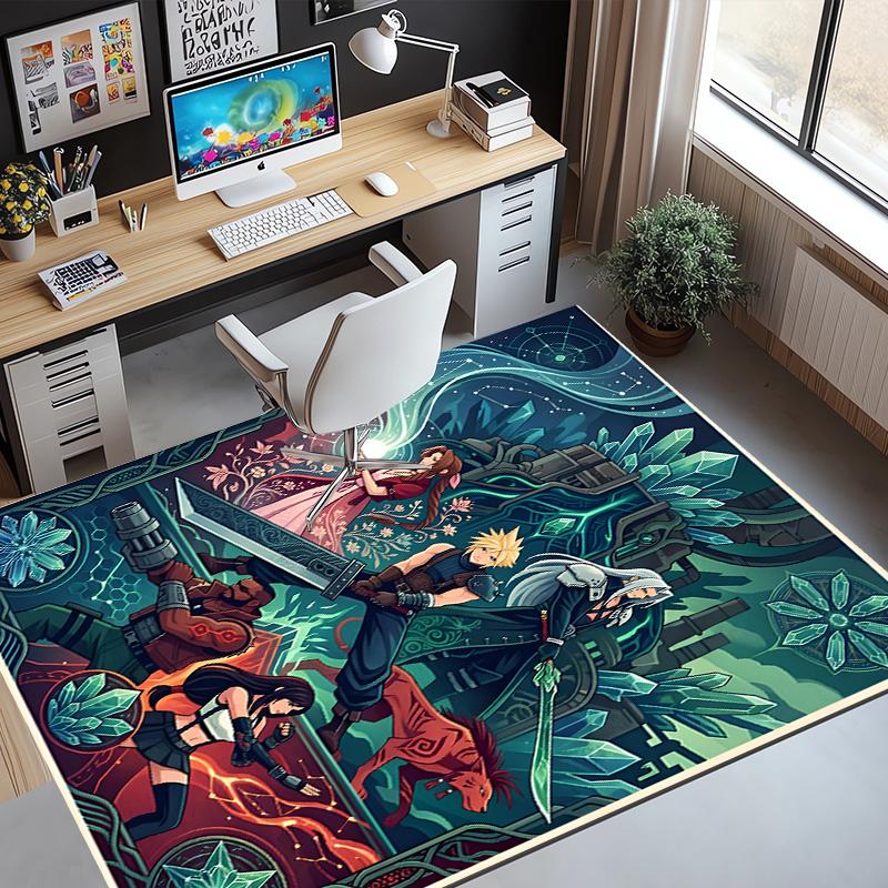 Final Fantasy Pattern Rug, Indoor/Outdoor Mat, for Picnic, Gameroom, Bedroom, Office, Living Room, Home Decor Carpet, Birthday Gift