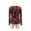Women S French Style Rose Floral Mesh Print Sexy U Neck Long Sleeve T Shirt