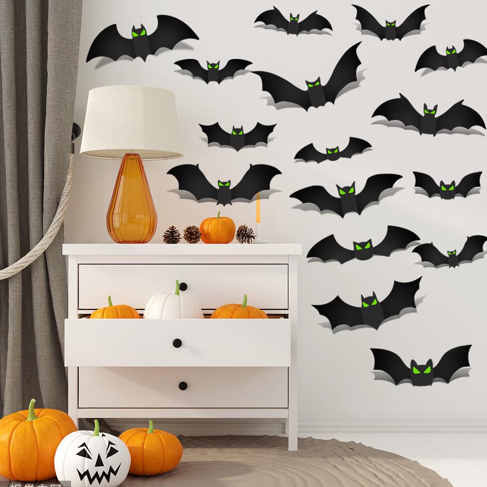 3D Luminous Bat Halloween Wall Decals - Spooky Atmosphere Decoration Stickers