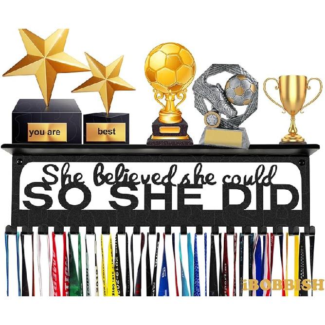 Non-Slip Medal Hanger Display Trophy ShelfMedal Hanger Display for Wall with 16inchLRace Medal Display Upgraded Medal Holder Display for чёрный 8160₽