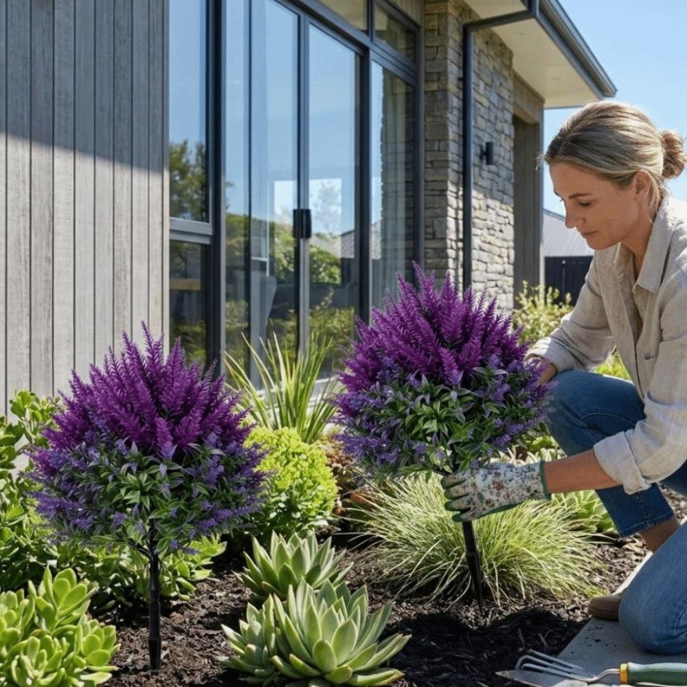 UV Resistant Artificial Spike Lavender Plants Fade Proof Purple Lavender Bouquet Home Decor