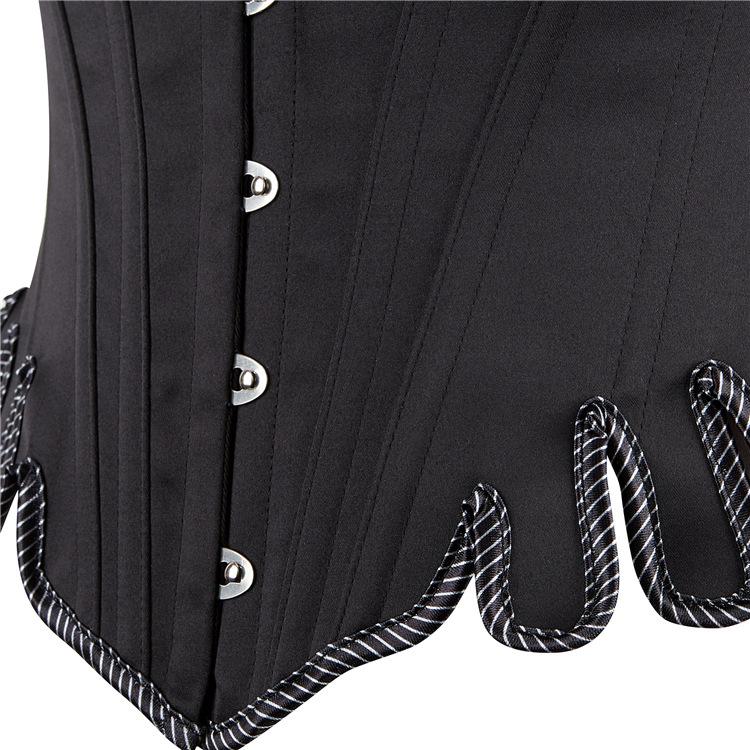 Retro Fan-Shaped U-Neck Waist Tightening Corset with Steel Boning