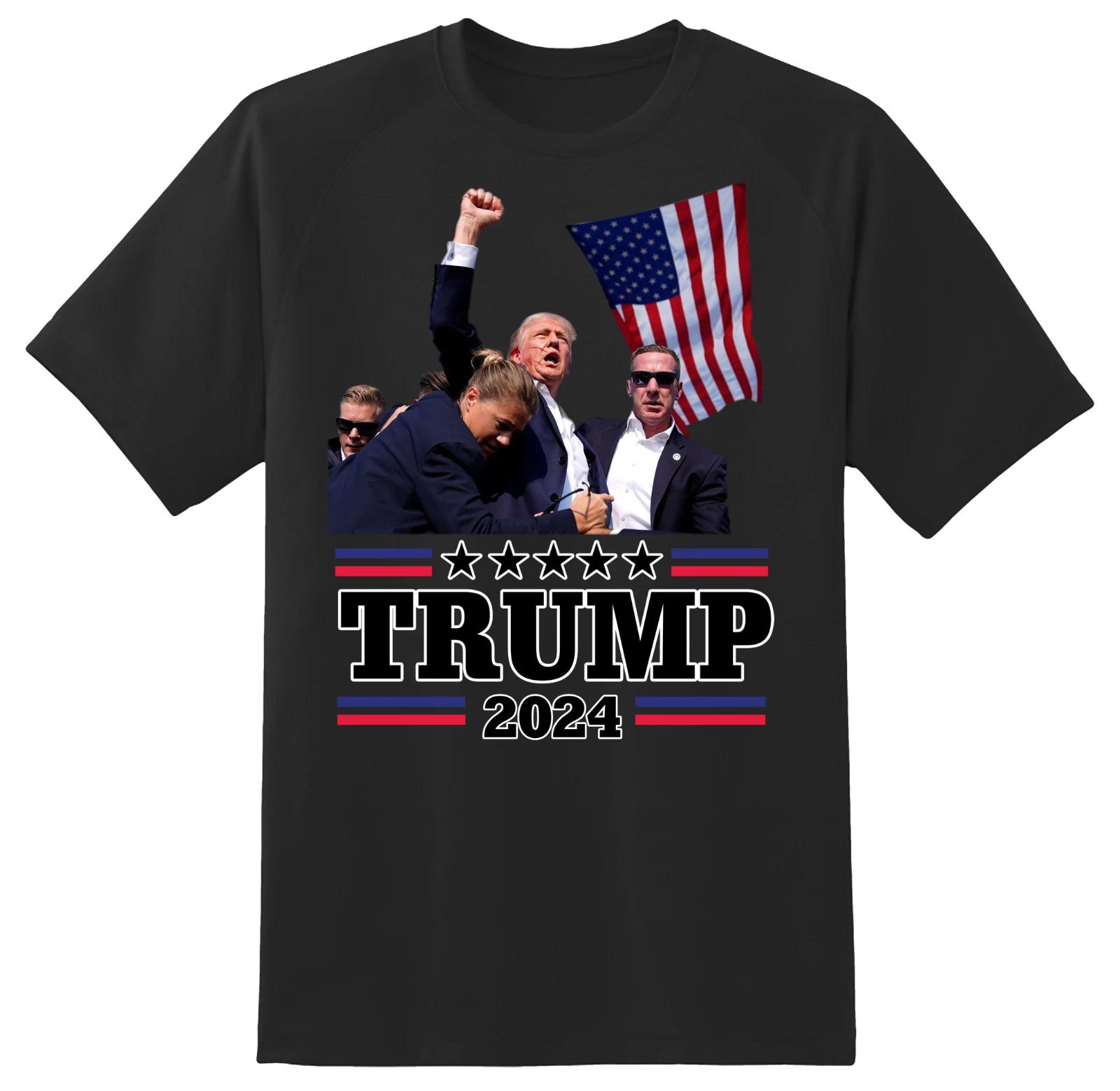 President Donald Trump Rally Shooting Shirt USA 2024 MAGA Fist Pump Fight BLACK S