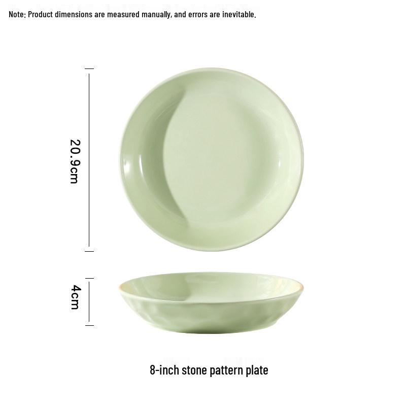 Cream Style 10-Piece Ceramic Rice Bowl Set: Round & Square Plates, Creative Internet Celebrity Tableware